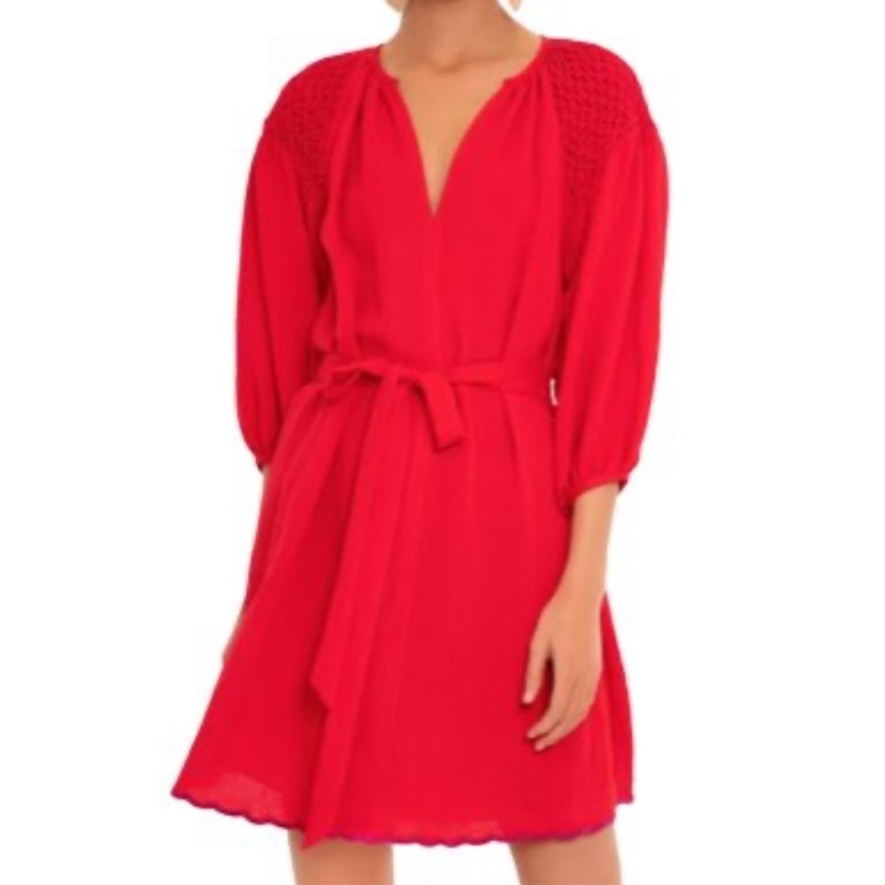 Tuckernuck Pomander Place Red Belted Dress SIZE LARGE